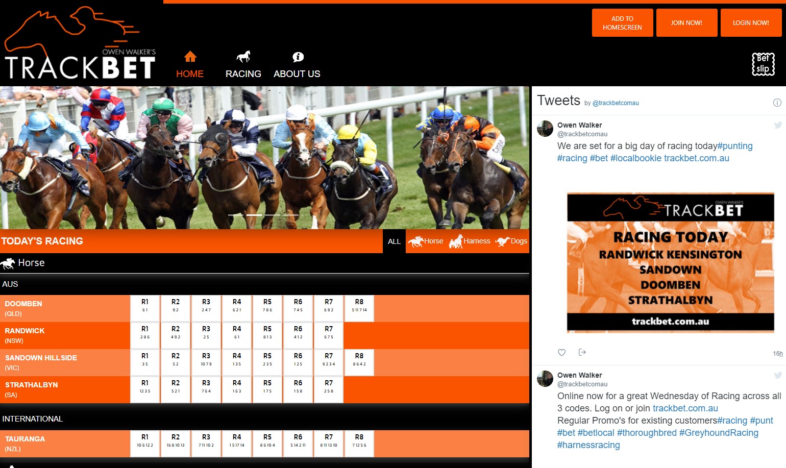 TrackBet Promotional Code BETSAU - Join Owen Walker's online betting site