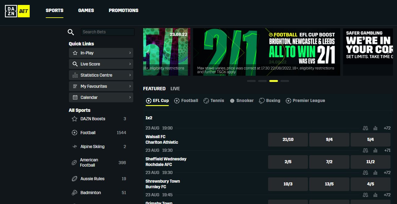 DAZN Bet Promo Code - Bet £10 Get £10 when you join