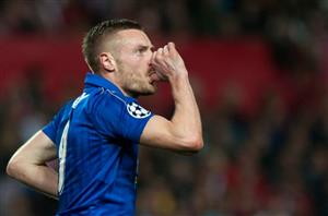 j vardy celebrates a goal for the foxes