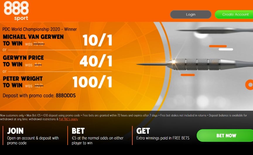 forsinke Lull Sportsmand PDC World Championship Darts 2020 Odds Boost - Get 10/1 on Michael van  Gerwen, 40/1 on Gerwyn Price or 100/1 on Peter Wright at 888sport