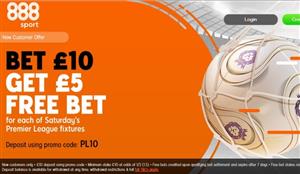 6 x £5 Free bets on each of Saturday's Premier League games!