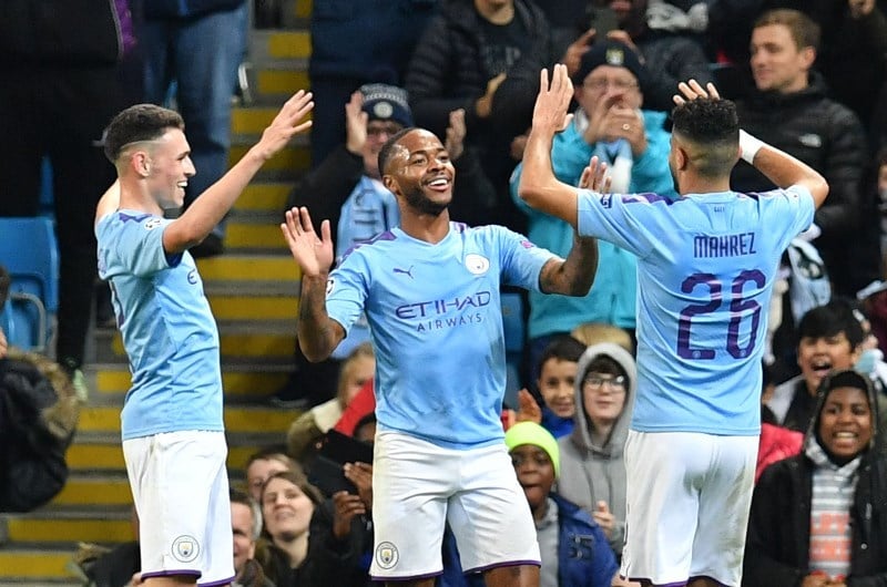 man city celebrate uefa etihad