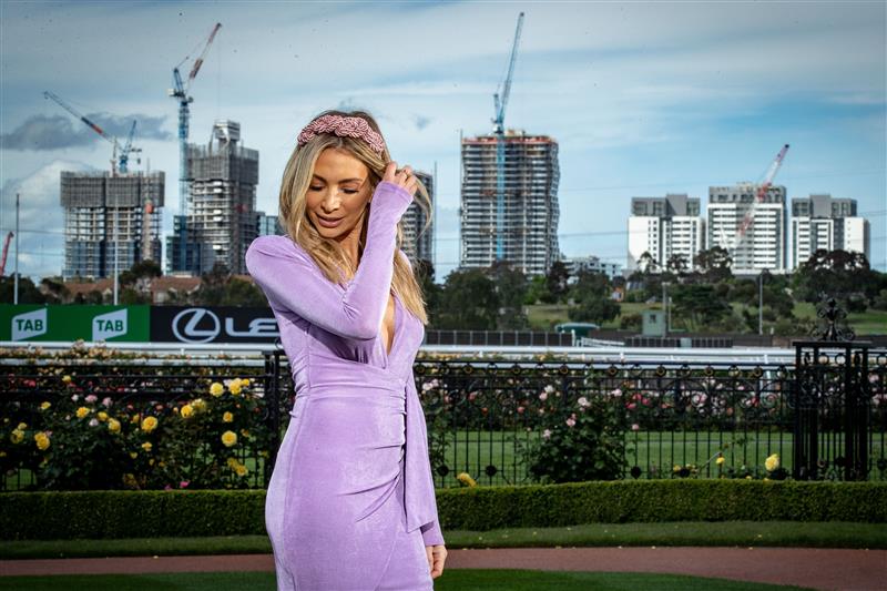 MELBOURNE, AUSTRALIA - OCTOBER 27: Melbourne Cup Carnival Ambassador Nadia Bartel poses for a photo at the Melbourne Cup Carnival launch at Flemington Racecourse on October 27, 2020 in Melbourne, Australia. (Photo by Darrian Traynor/Getty Images)