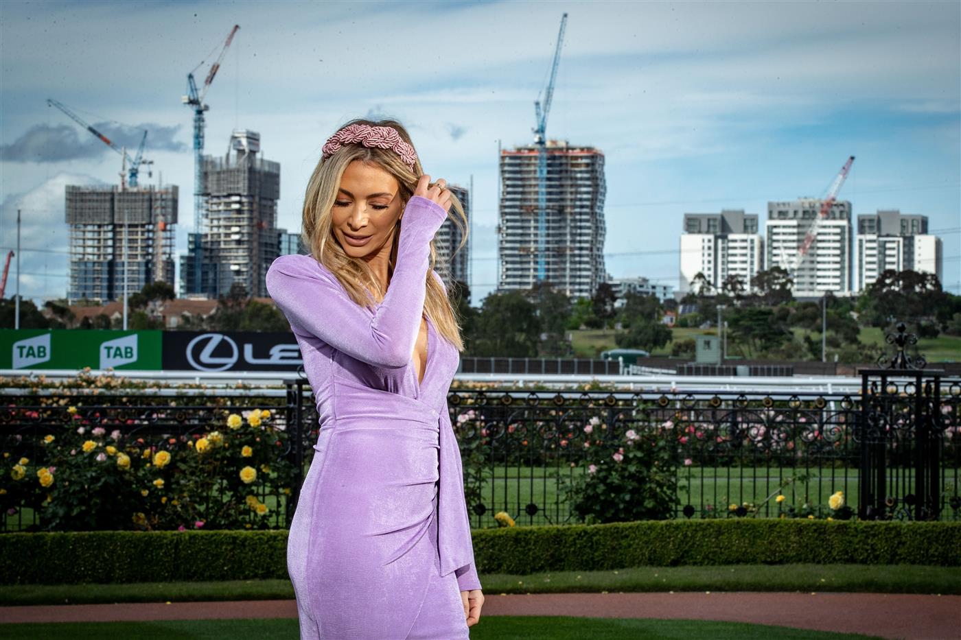 MELBOURNE, AUSTRALIA - OCTOBER 27: Melbourne Cup Carnival Ambassador Nadia Bartel poses for a photo at the Melbourne Cup Carnival launch at Flemington Racecourse on October 27, 2020 in Melbourne, Australia. (Photo by Darrian Traynor/Getty Images)
