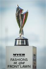 MELBOURNE, AUSTRALIA - OCTOBER 27: The trophy for the Myer Fashions on your Front Lawn is seen during the Melbourne Cup Carnival launch at Flemington Racecourse on October 27, 2020 in Melbourne, Australia. (Photo by Darrian Traynor/Getty Images)