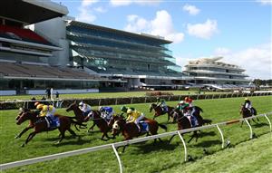 MELBOURNE, AUSTRALIA - NOVEMBER 05: Hugh Bowman riding #5 Rocha Clock wins race six the Inglis Bracelet during 2020 Kennedy Oaks Day at Flemington Racecourse on November 05, 2020 in Melbourne, Australia. (Photo by Robert Cianflone/Getty Images for the VRC)