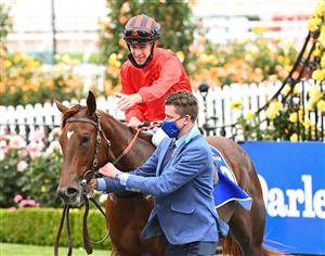 MELBOURNE, AUSTRALIA - NOVEMBER 05: Jockey Jordan Childs returns to scale after riding Dosh to victory in Race 2, the Darley Ottawa Stakes, during 2020 Kennedy Oaks Day at Flemington Racecourse on November 05, 2020 in Melbourne, Australia. (Photo by Vince Caligiuri/Getty Images for the VRC)