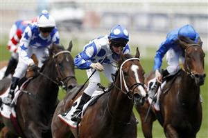 MELBOURNE, AUSTRALIA - NOVEMBER 05: Michael Poy on board Ancestry wins race 3 the G.H Mumm Century Stakes during 2020 Kennedy Oaks Day at Flemington Racecourse on November 05, 2020 in Melbourne, Australia. (Photo by Darrian Traynor/Getty Images for the VRC)