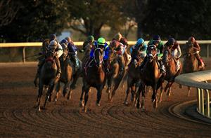 LEXINGTON, KENTUCKY - NOVEMBER 06: The horses round the fourth turn in the Breeder's Cup Juvenile during the 2020 Breeder's Cup at Keeneland on November 06, 2020 in Lexington, Kentucky. (Photo by Andy Lyons/Getty Images)