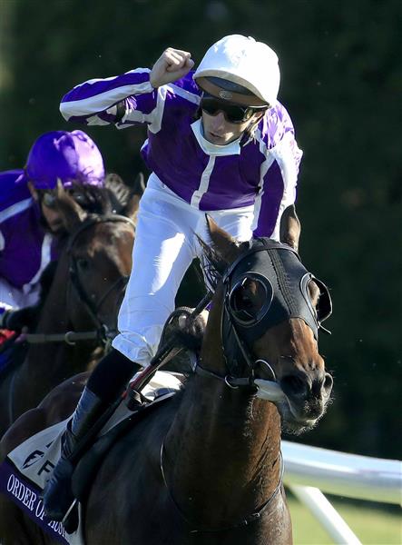 LEXINGTON, KENTUCKY - NOVEMBER 07:   Christophe Soumilion celebrates after riding Order of Australia to victory in the Breeders' Cup Mile during 2020 Breeders' Cup at Keeneland on November 07, 2020 in Lexington, Kentucky. (Photo by Andy Lyons/Getty Images)