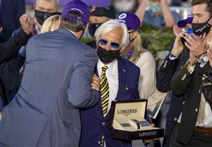LEXINGTON, KY - NOVEMBER 07: Trainer Bob Baffert celebrates with owners of Authentic after the horse won the Breeders Cup Classic at Keenland on November 7, 2020 in Lexington, Kentucky. (Photo by Bobby Ellis/Getty Images)