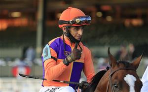 LEXINGTON, KENTUCKY - NOVEMBER 07:  John Velazquez celebrates after riding Authentic to victory in the Breeders' Cup Classic during 2020 Breeders' Cup at Keeneland on November 07, 2020 in Lexington, Kentucky. (Photo by Andy Lyons/Getty Images)