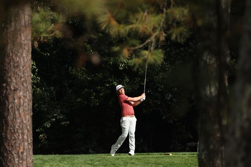 AUGUSTA, GEORGIA - NOVEMBER 15: Cameron Smith of Australia plays his shot from the 11th tee during the final round of the Masters at Augusta National Golf Club on November 15, 2020 in Augusta, Georgia. (Photo by Jamie Squire/Getty Images)