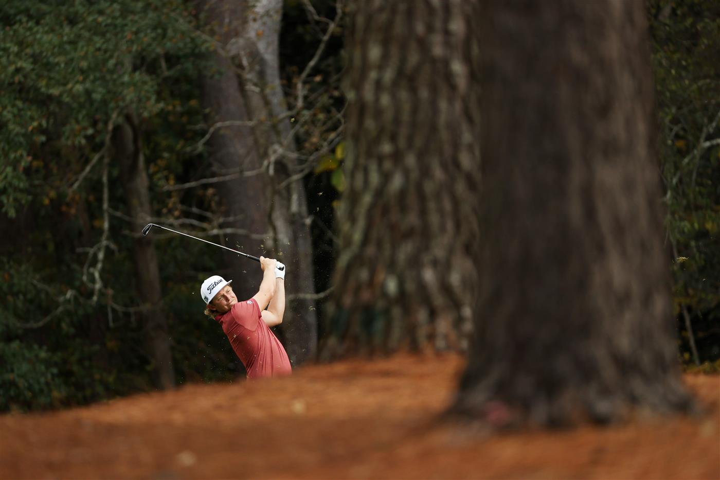 AUGUSTA, GEORGIA - NOVEMBER 15: Cameron Smith of Australia plays a shot on the 11th hole during the final round of the Masters at Augusta National Golf Club on November 15, 2020 in Augusta, Georgia. (Photo by Patrick Smith/Getty Images)