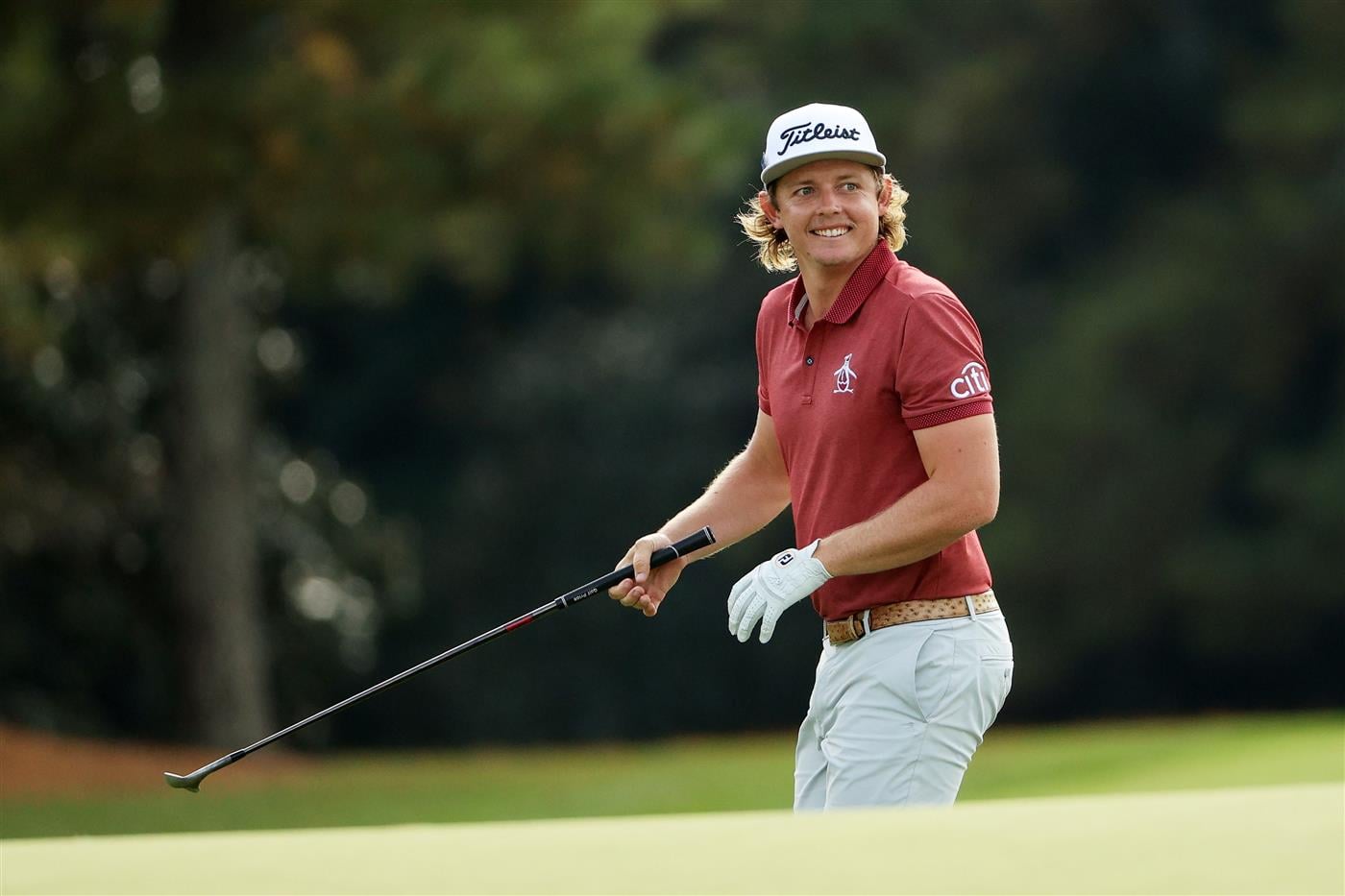 AUGUSTA, GEORGIA - NOVEMBER 15: Cameron Smith of Australia reacts to his shot on the 18th hole during the final round of the Masters at Augusta National Golf Club on November 15, 2020 in Augusta, Georgia. (Photo by Patrick Smith/Getty Images)