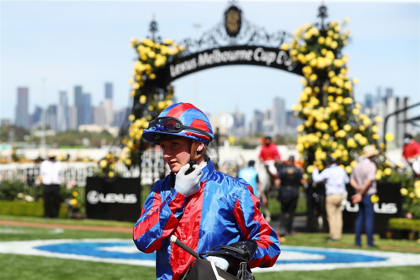 Jamie Kah is seen after the 2020 Lexus Melbourne Cup Day at Flemington Racecourse (Getty Images)