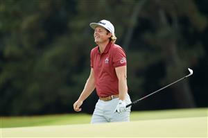 AUGUSTA, GEORGIA - NOVEMBER 15: Cameron Smith of Australia reacts to his shot on the 18th hole during the final round of the Masters at Augusta National Golf Club on November 15, 2020 in Augusta, Georgia. (Photo by Patrick Smith/Getty Images)
