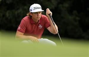 AUGUSTA, GEORGIA - NOVEMBER 15: Cameron Smith of Australia lines up a putt on the first green during the final round of the Masters at Augusta National Golf Club on November 15, 2020 in Augusta, Georgia. (Photo by Jamie Squire/Getty Images)