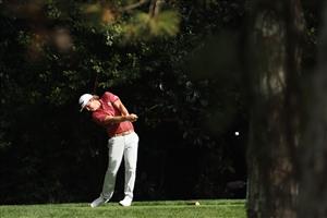 AUGUSTA, GEORGIA - NOVEMBER 15: Cameron Smith of Australia plays his shot from the 11th tee during the final round of the Masters at Augusta National Golf Club on November 15, 2020 in Augusta, Georgia. (Photo by Jamie Squire/Getty Images)