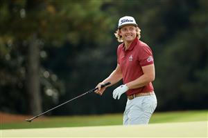 AUGUSTA, GEORGIA - NOVEMBER 15: Cameron Smith of Australia reacts to his shot on the 18th hole during the final round of the Masters at Augusta National Golf Club on November 15, 2020 in Augusta, Georgia. (Photo by Patrick Smith/Getty Images)