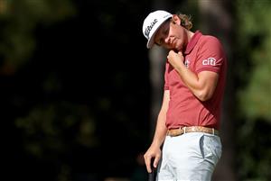 AUGUSTA, GEORGIA - NOVEMBER 15: Cameron Smith of Australia reacts on the 14th green during the final round of the Masters at Augusta National Golf Club on November 15, 2020 in Augusta, Georgia. (Photo by Rob Carr/Getty Images)