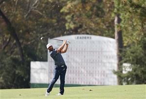 Dustin Johnson plays a shot on the 14th hole during the final round of the Masters at Augusta National Golf Club (Photo by Getty Images)