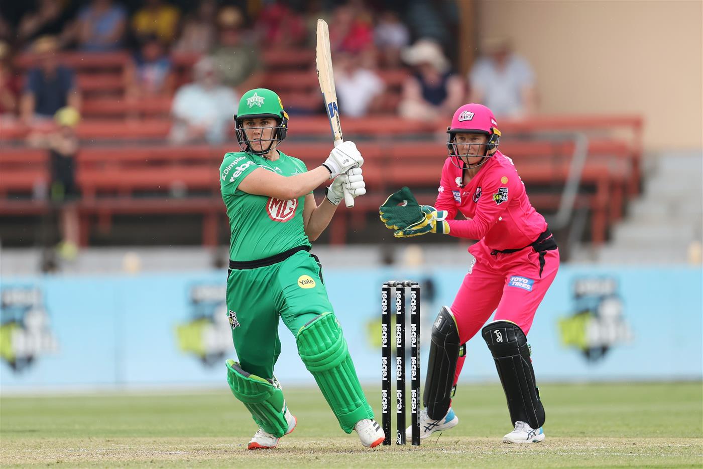 SYDNEY, AUSTRALIA - NOVEMBER 22: Nat Scriver of the Stars bats during the Women's Big Bash League WBBL match between the Melbourne Stars and the Sydney Sixers at North Sydney Oval, on November 22, 2020, in Sydney, Australia. (Photo by Cameron Spencer/Getty Images)