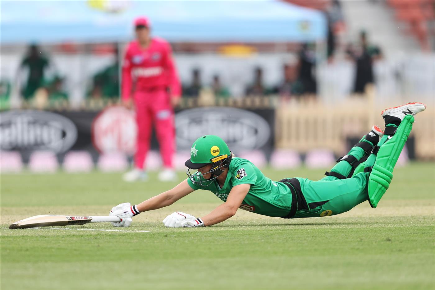 SYDNEY, AUSTRALIA - NOVEMBER 22: Meg Lanning of the Stars avoids a runout during the Women's Big Bash League WBBL match between the Melbourne Stars and the Sydney Sixers at North Sydney Oval, on November 22, 2020, in Sydney, Australia. (Photo by Cameron Spencer/Getty Images)