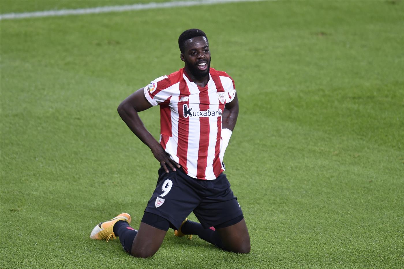 BILBAO, SPAIN - NOVEMBER 23: Inaki Williams of Athletic Bilbao reacts during the La Liga Santander match between Athletic Club and Real Betis at Estadio de San Mames on November 23, 2020 in Bilbao, Spain. Sporting stadiums around Spain remain under strict restrictions due to the Coronavirus Pandemic as Government social distancing laws prohibit fans inside venues resulting in games being played behind closed doors. (Photo by Juan Manuel Serrano Arce/Getty Images)
