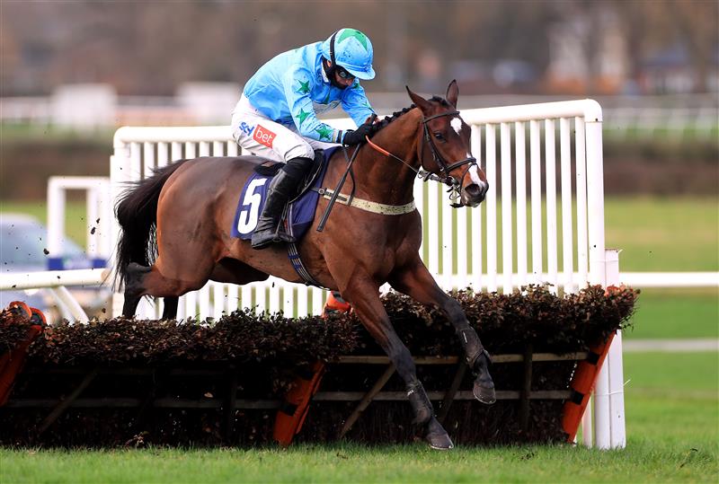 WETHERBY, UNITED KINGDOM - NOVEMBER 25: Numberoneson ridden by jockey Daryl Jacob clear a fence during the wetherbyracing.co.uk Juvenile Maiden Hurdle (Northern Lights Juvenile Series Qualifier) (GBB Race) at Wetherby Racecourse on November 25, 2020 in Wetherby, England. (Photo by Mike Egerton - Pool/Getty Images)