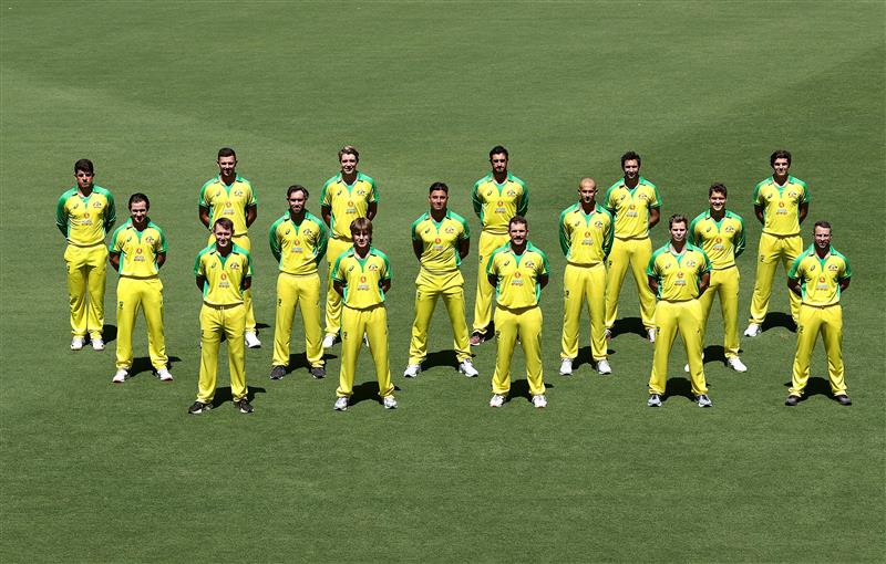 CANBERRA, AUSTRALIA - DECEMBER 01: The Australian ODI team pose for a team photo at Manuka Oval on December 01, 2020 in Canberra, Australia. (Photo by Ryan Pierse/Getty Images)