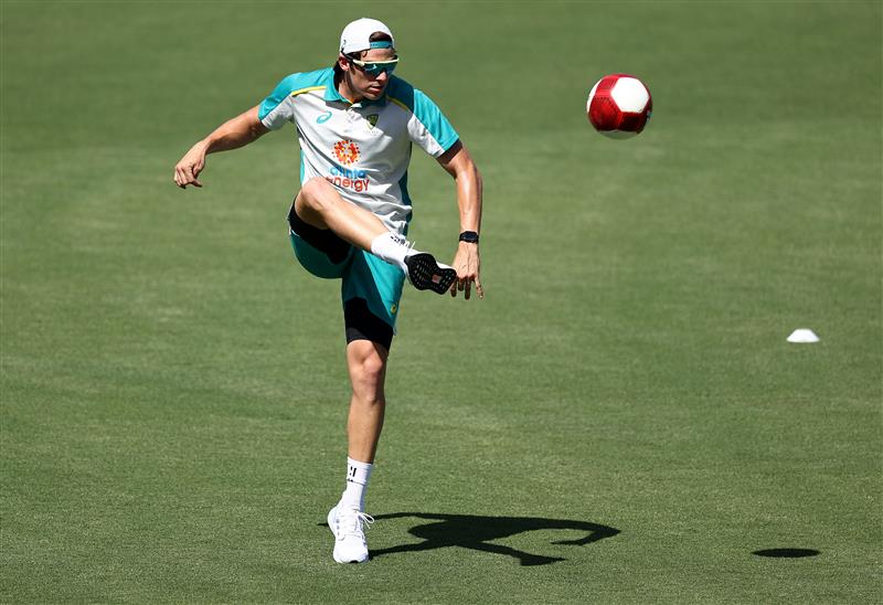 CANBERRA, AUSTRALIA - DECEMBER 01: Sean Abbott of Australia trains during an Australian ODI nets session at Manuka Oval on December 01, 2020 in Canberra, Australia. (Photo by Ryan Pierse/Getty Images)