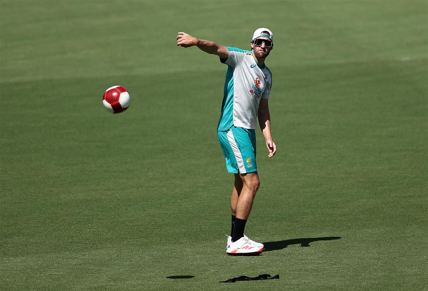 CANBERRA, AUSTRALIA - DECEMBER 01: Andrew Tye of Australia trains during an Australian ODI nets session at Manuka Oval on December 01, 2020 in Canberra, Australia. (Photo by Ryan Pierse/Getty Images)