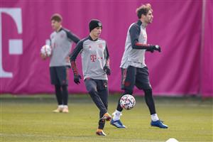 MUNICH, GERMANY - NOVEMBER 30: In this handout image provided by FC Bayern Muenchen Tiago Dantas plays the ball during a training session a day before the UEFA Champions League Group A stage match between FC Bayern Muenchen and Atletico Madrid at Saebener Strasse training ground on November 30, 2020 in Munich, Germany. (Photo by Handout/FC Bayern via Getty Images)