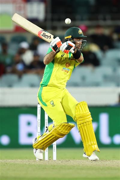 CANBERRA, AUSTRALIA - DECEMBER 02: Glenn Maxwell of Australia bats during game three of the One Day International series between Australia and India at Manuka Oval on December 02, 2020 in Canberra, Australia. (Photo by Mark Kolbe/Getty Images)