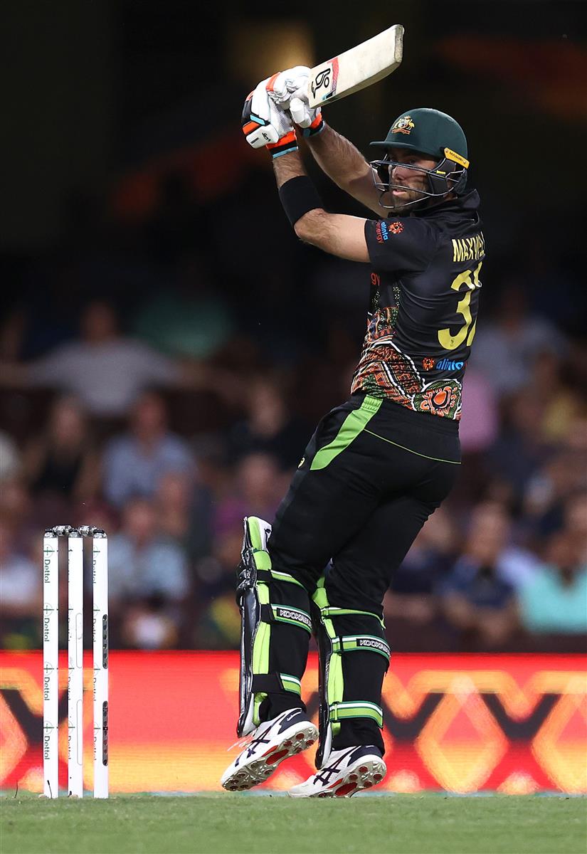 SYDNEY, AUSTRALIA - DECEMBER 06: Glenn Maxwell of Australia bats during game two of the Twenty20 International series between Australia and India at Sydney Cricket Ground on December 06, 2020 in Sydney, Australia. (Photo by Ryan Pierse/Getty Images)