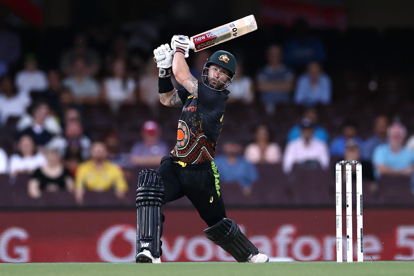 SYDNEY, AUSTRALIA - DECEMBER 06: Matthew Wade of Australia bats during game two of the Twenty20 International series between Australia and India at Sydney Cricket Ground on December 06, 2020 in Sydney, Australia. (Photo by Ryan Pierse/Getty Images)