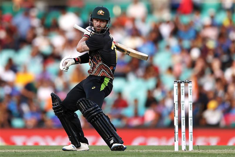 SYDNEY, AUSTRALIA - DECEMBER 08: Matthew Wade of Australia bats during game three of the Twenty20 International series between Australia and India at Sydney Cricket Ground on December 08, 2020 in Sydney, Australia. (Photo by Cameron Spencer/Getty Images)