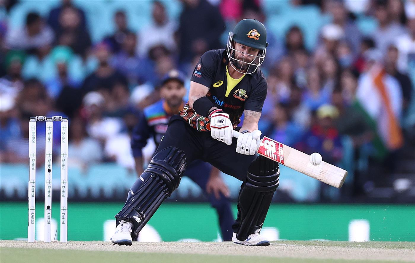 SYDNEY, AUSTRALIA - DECEMBER 08: Matthew Wade of Australia bats during game three of the Twenty20 International series between Australia and India at Sydney Cricket Ground on December 08, 2020 in Sydney, Australia. (Photo by Ryan Pierse/Getty Images)