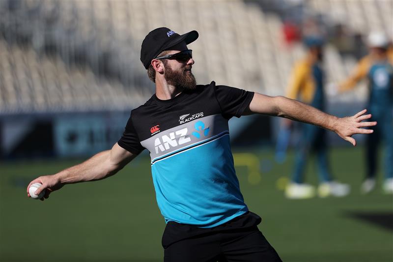 HAMILTON, NEW ZEALAND - DECEMBER 20: Kane Williamson, captain of New Zealand warms up during the game two of the International T20 series between New Zealand and Pakistan at Seddon Park on December 20, 2020 in Hamilton, New Zealand. (Photo by Fiona Goodall/Getty Images)