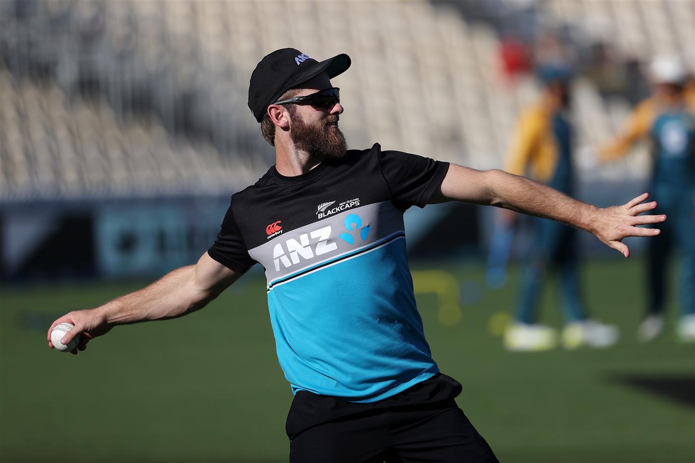 HAMILTON, NEW ZEALAND - DECEMBER 20: Kane Williamson, captain of New Zealand warms up during the game two of the International T20 series between New Zealand and Pakistan at Seddon Park on December 20, 2020 in Hamilton, New Zealand. (Photo by Fiona Goodall/Getty Images)