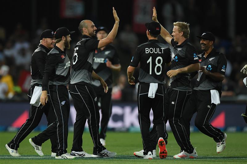 NAPIER, NEW ZEALAND - DECEMBER 22: Daryl Mitchell of New Zealand celebrates a catch during the third game of the International T20 series between New Zealand and Pakistan at McLean Park on December 22, 2020 in Napier, New Zealand. (Photo by Kerry Marshall/Getty Images)
