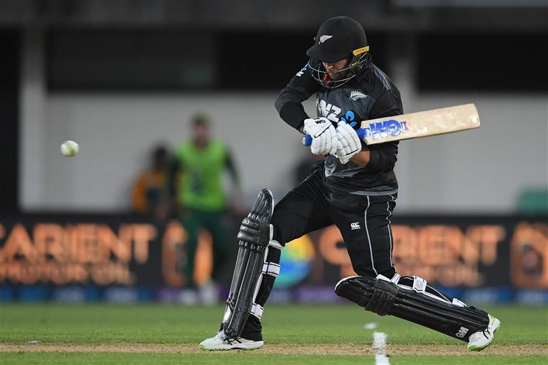 NAPIER, NEW ZEALAND - DECEMBER 22: Devon Conway of New Zealand plays a shot during the third game of the International T20 series between New Zealand and Pakistan at McLean Park on December 22, 2020 in Napier, New Zealand. (Photo by Kerry Marshall/Getty Images)