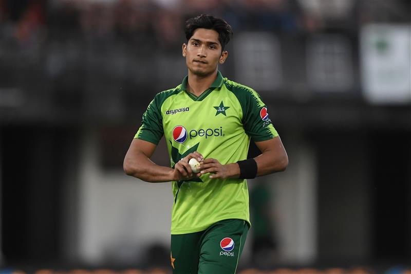 NAPIER, NEW ZEALAND - DECEMBER 22: Mohammad Hasnain of Pakistan during the third game of the International T20 series between New Zealand and Pakistan at McLean Park on December 22, 2020 in Napier, New Zealand. (Photo by Kerry Marshall/Getty Images)