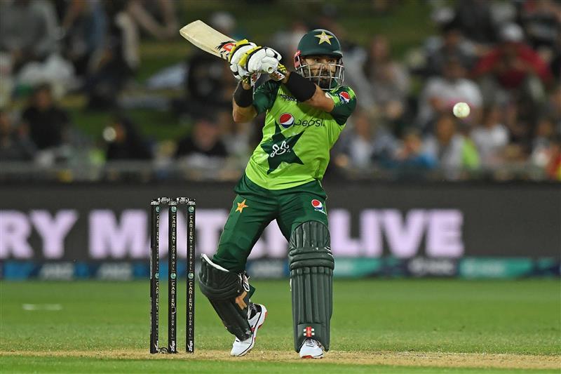 NAPIER, NEW ZEALAND - DECEMBER 22: Mohammad Rizwan of Pakistan plays a shot during the third game of the International T20 series between New Zealand and Pakistan at McLean Park on December 22, 2020 in Napier, New Zealand. (Photo by Kerry Marshall/Getty Images)