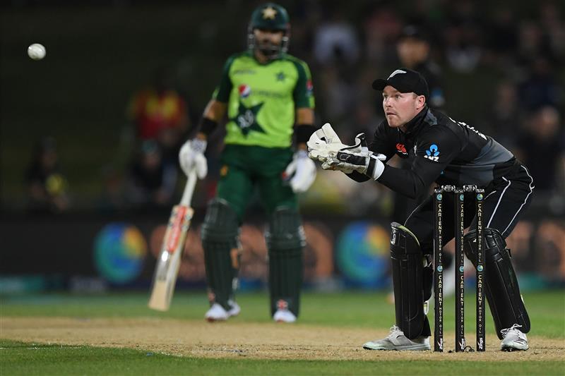 NAPIER, NEW ZEALAND - DECEMBER 22: Tim Seifert of New Zealand in action during the third game of the International T20 series between New Zealand and Pakistan at McLean Park on December 22, 2020 in Napier, New Zealand. (Photo by Kerry Marshall/Getty Images)