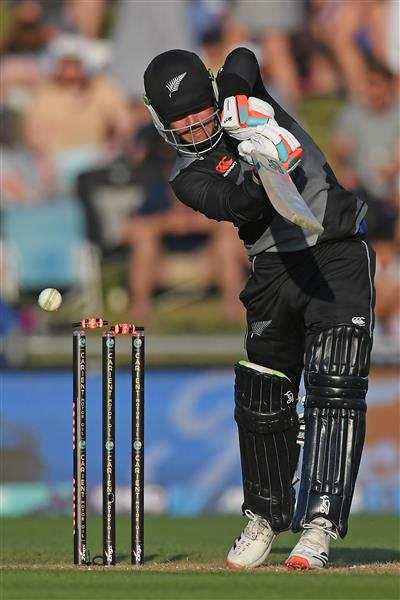 NAPIER, NEW ZEALAND - DECEMBER 22: Tim Seifert of New Zealand is bowled during the third game of the International T20 series between New Zealand and Pakistan at McLean Park on December 22, 2020 in Napier, New Zealand. (Photo by Kerry Marshall/Getty Images)
