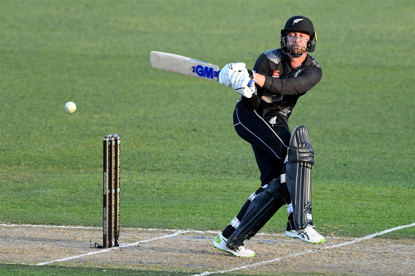 NAPIER, NEW ZEALAND - DECEMBER 22: Devon Conway of New Zealand plays a shot during the third game of the International T20 series between New Zealand and Pakistan at McLean Park on December 22, 2020 in Napier, New Zealand. (Photo by Kerry Marshall/Getty Images)