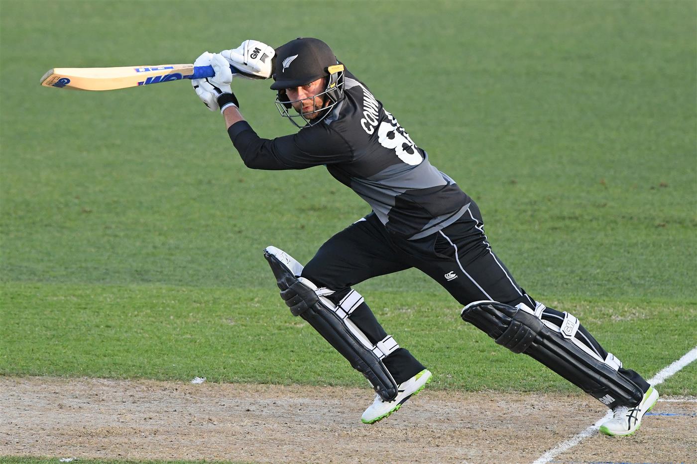 NAPIER, NEW ZEALAND - DECEMBER 22: Devon Conway o f New Zealand in action during the third game of the International T20 series between New Zealand and Pakistan at McLean Park on December 22, 2020 in Napier, New Zealand. (Photo by Kerry Marshall/Getty Images)