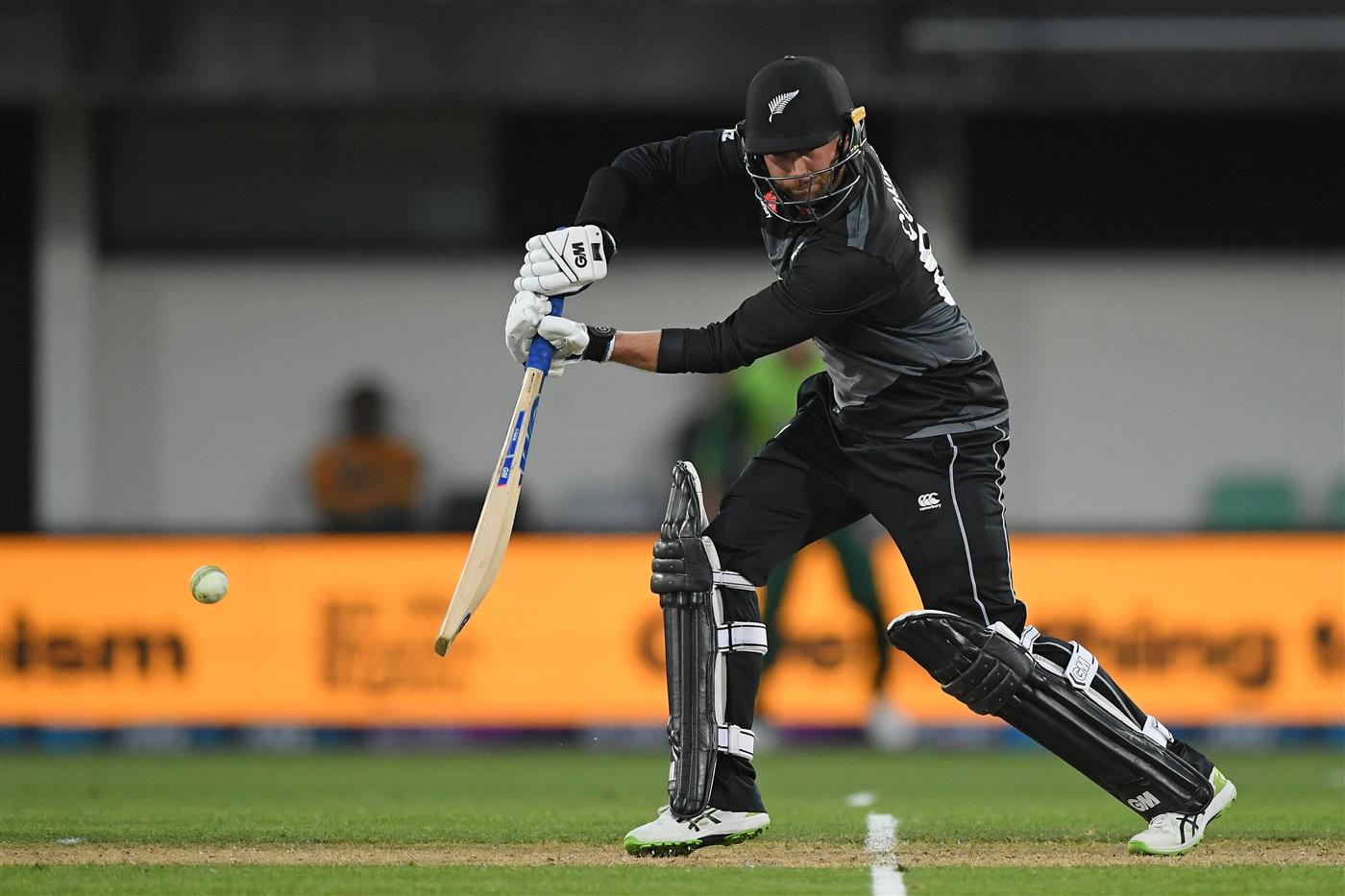 NAPIER, NEW ZEALAND - DECEMBER 22: Devon Conway of New Zealand plays a shot during the third game of the International T20 series between New Zealand and Pakistan at McLean Park on December 22, 2020 in Napier, New Zealand. (Photo by Kerry Marshall/Getty Images)